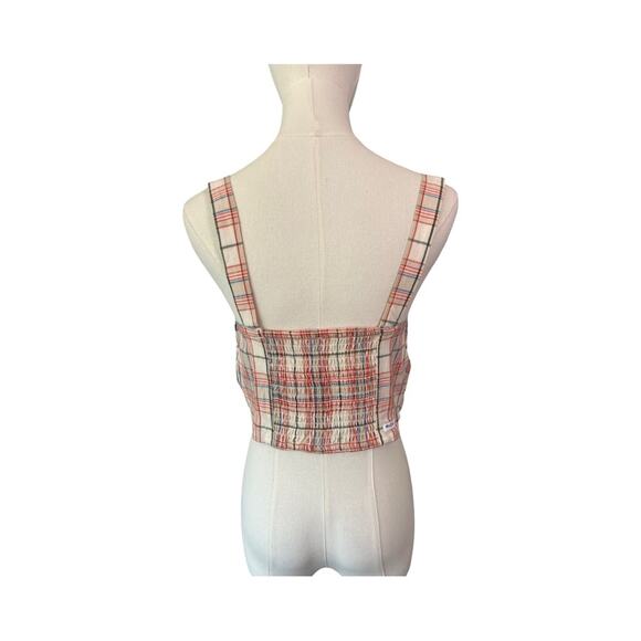 RVCA Bella Multicolor Plaid Lace-Up Cropped Tank Top Women's Size Large NWT - Picture 6 of 9